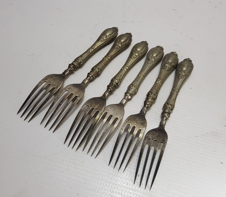 OSMANLI DÖNEMİ GÜMÜŞ KAPLAMA ÇATAL SETİ