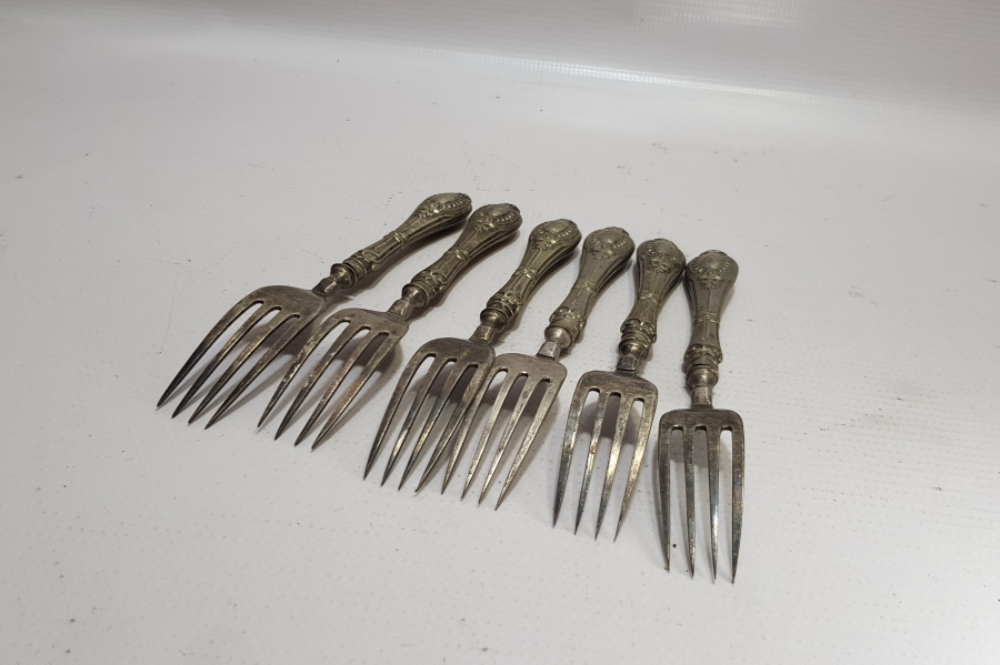 OSMANLI DÖNEMİ GÜMÜŞ KAPLAMA ÇATAL SETİ