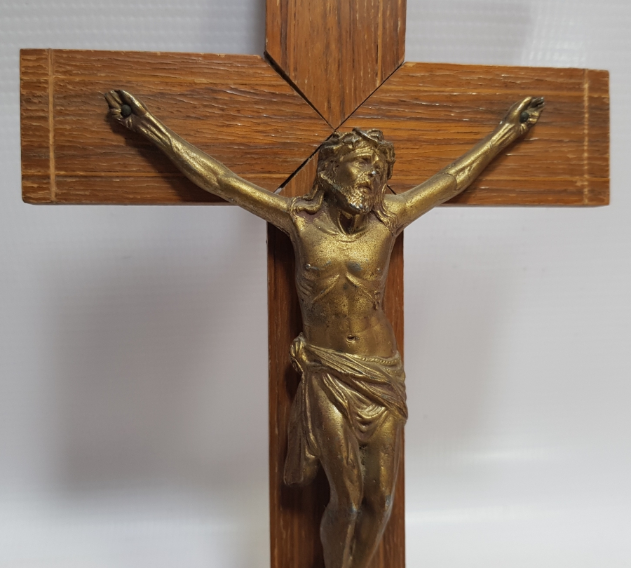 ANTİKA HIRİSTİYAN İŞİ ÇARMIHA GERİLMİŞ HAZRETİ İSA HAYKELİ