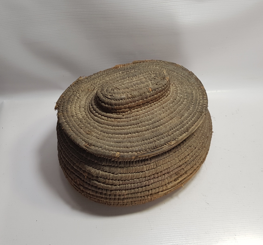 OSMANLI DÖNEMİ HURMA YAPRAĞINDAN YAPILMIŞ HİCAZ İŞİ NADİR KAPAKLI HURMA ZEMBİLİ