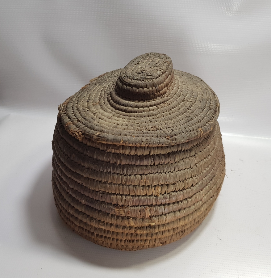 OSMANLI DÖNEMİ HURMA YAPRAĞINDAN YAPILMIŞ HİCAZ İŞİ NADİR KAPAKLI HURMA ZEMBİLİ