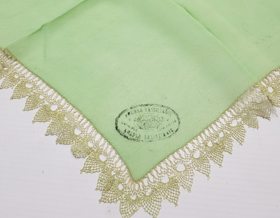 OSMANLI DÖNEMİ RUMCA VE OSMANLICA DAMGALI İPEK MENDİL