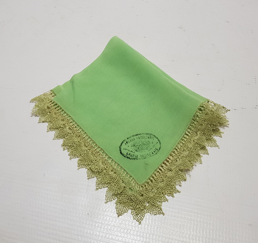 OSMANLI DÖNEMİ RUMCA VE OSMANLICA DAMGALI İPEK MENDİL