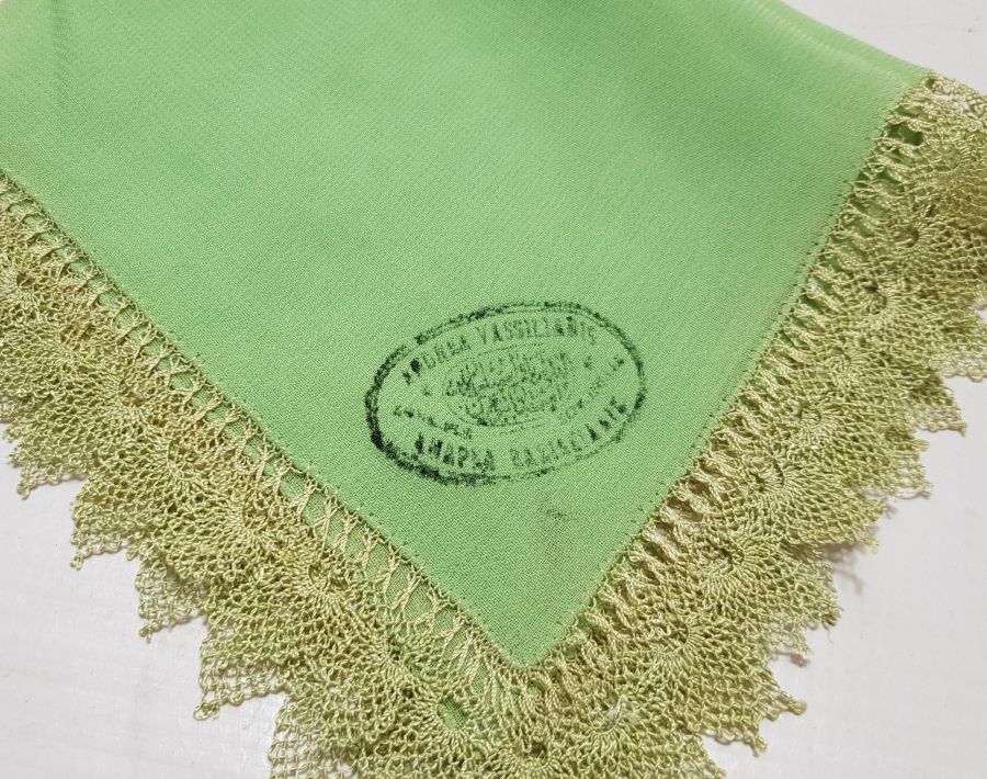 OSMANLI DÖNEMİ RUMCA VE OSMANLICA DAMGALI İPEK MENDİL