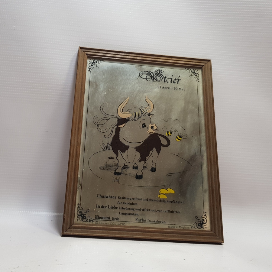 BOĞA VE ARI RESİMLİ VİNTAGE AYNA