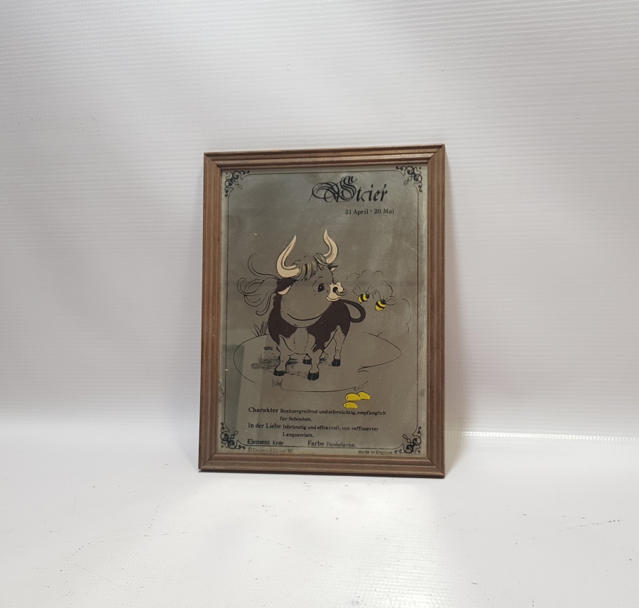 BOĞA VE ARI RESİMLİ VİNTAGE AYNA