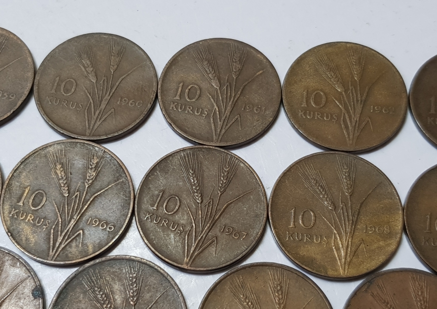 1958-1974 ARASI FULL SERİ 10 KURUŞ LOTU