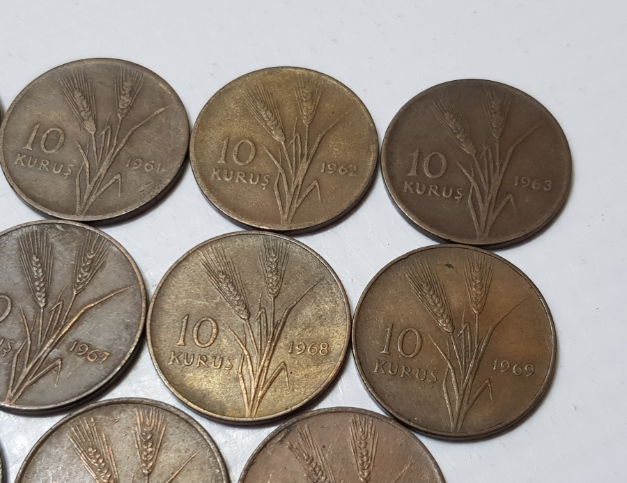 1958-1974 ARASI FULL SERİ 10 KURUŞ LOTU