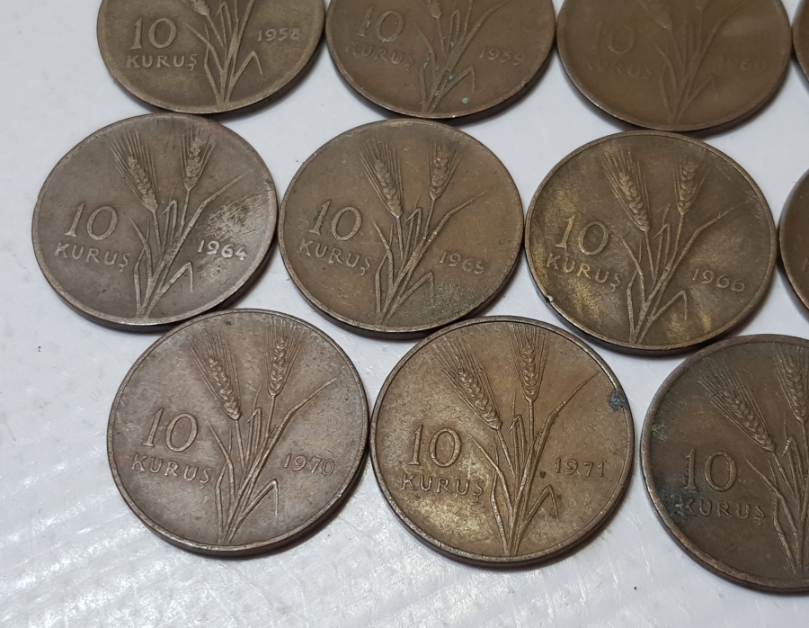 1958-1974 ARASI FULL SERİ 10 KURUŞ LOTU