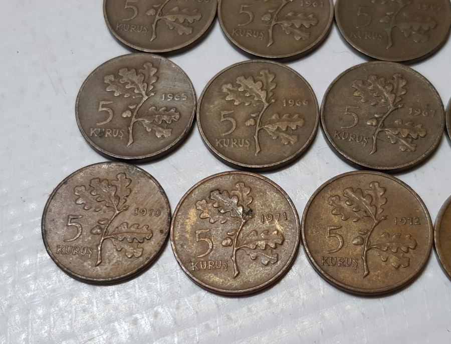 1960-1974 ARASI FULL SERİ 5 KURUŞ LOTU