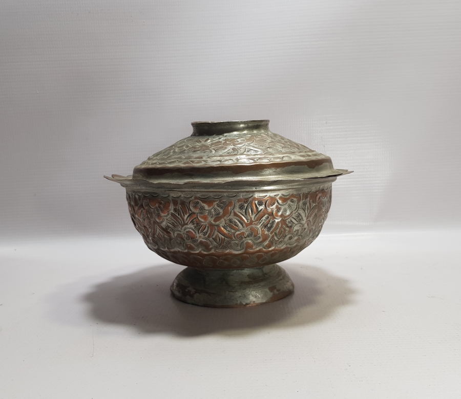 OSMANLI DÖNEMİ BOSNA İŞİ KAPAKLI BAKIR KASE
