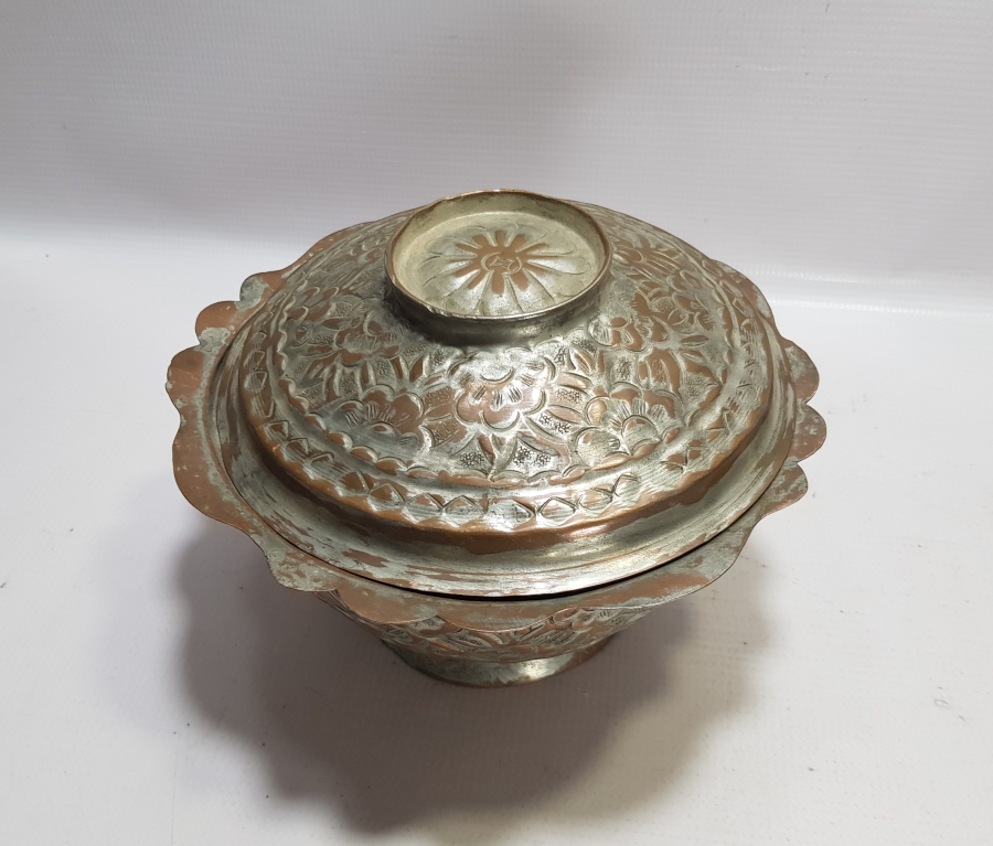 OSMANLI DÖNEMİ BOSNA İŞİ KAPAKLI BAKIR KASE
