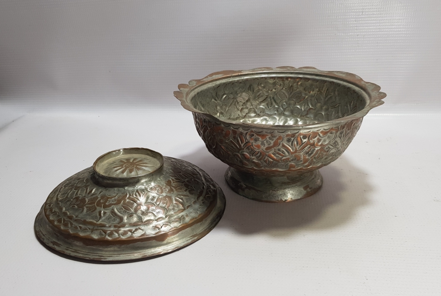 OSMANLI DÖNEMİ BOSNA İŞİ KAPAKLI BAKIR KASE