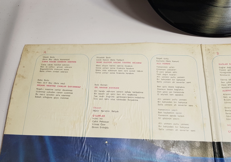 1973 ATATÜRK'ÜN SEVDİĞİ ŞARKILAR VE TÜRKÜLER LONGPLAY PLAK