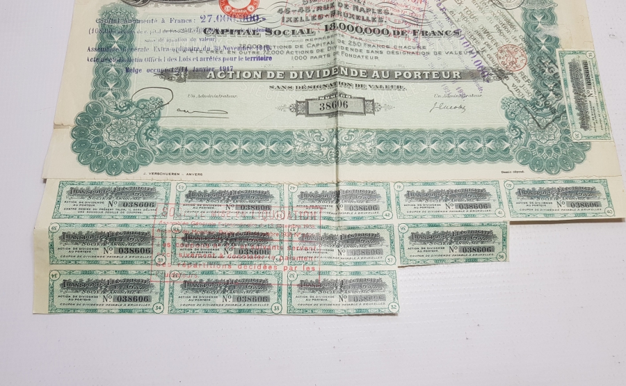 OSMANLI DÖNEMİ İSTANBUL ELEKTRİKLİ TRAMVAY ŞİRKETİ HİSSE SENEDİ