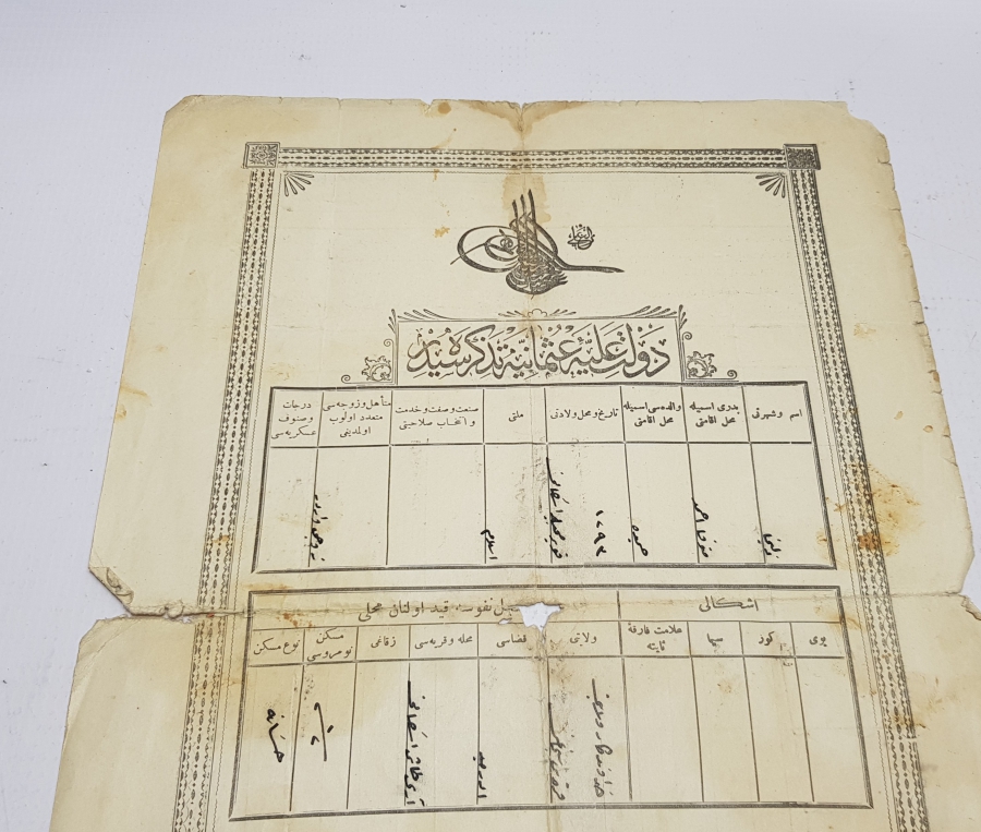 OSMANLI DÖNEMİ KULLANILMIŞ İLK NÜFUS KAĞIDI