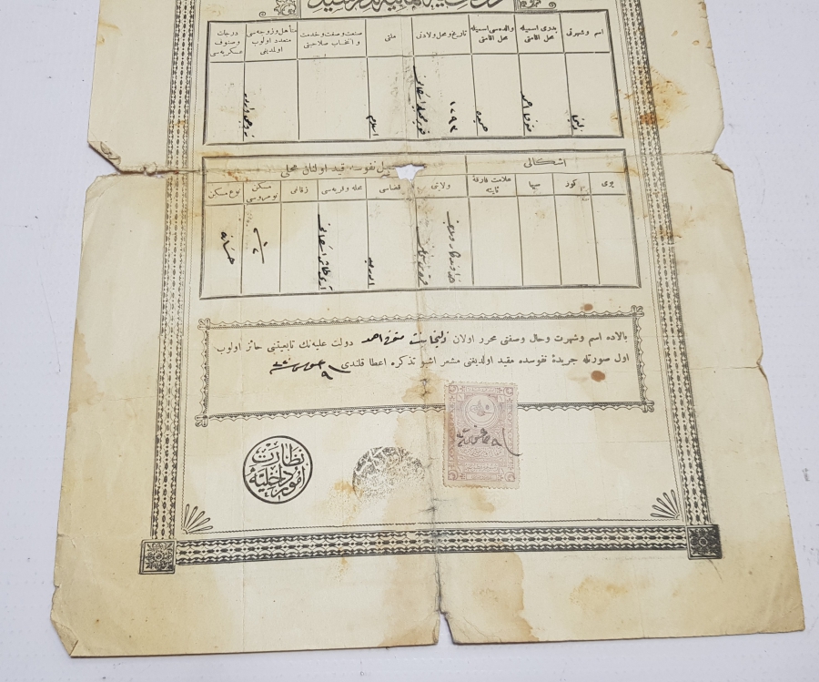 OSMANLI DÖNEMİ KULLANILMIŞ İLK NÜFUS KAĞIDI