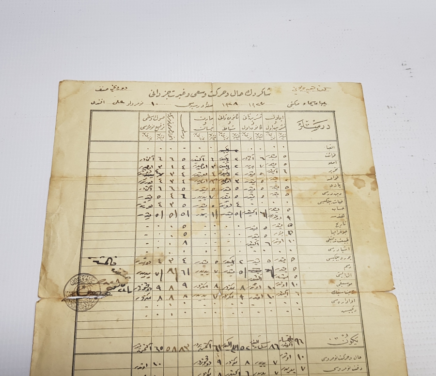 OSMANLICA ÖĞRENCİ KARNESİ