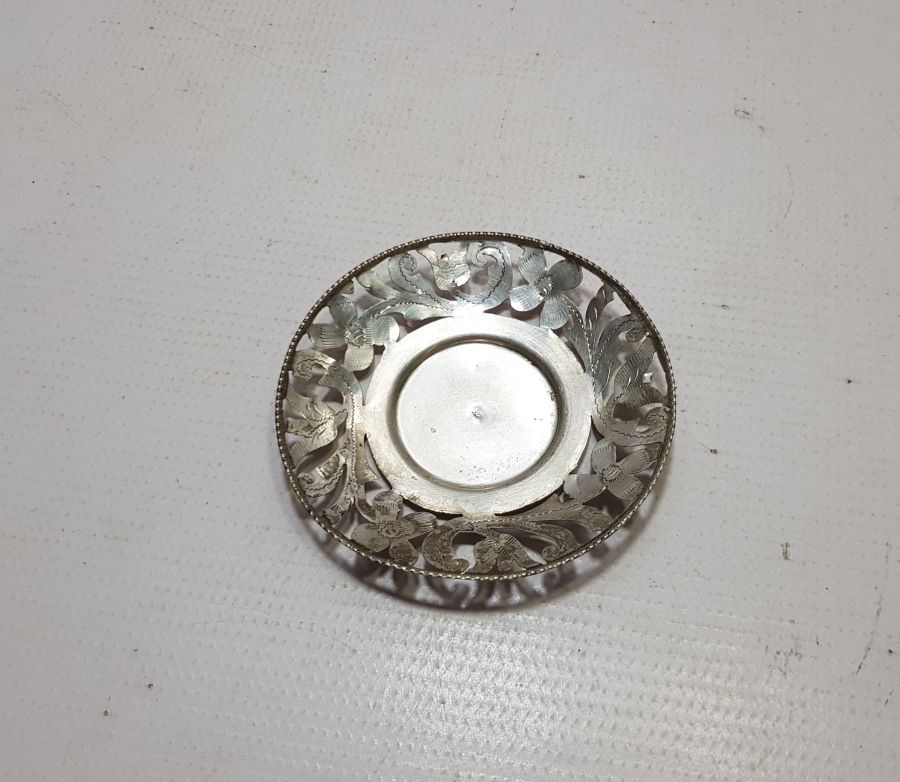 ANTİKA KIL TESTERE İŞÇİLİKLİ GÜMÜŞ ÇAY TABAĞI