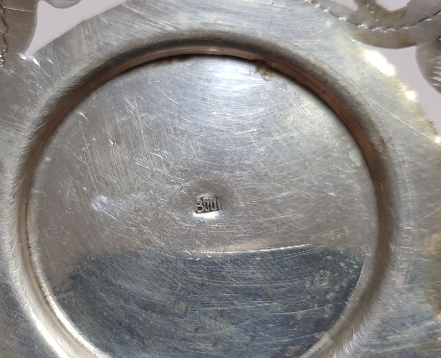 ANTİKA KIL TESTERE İŞÇİLİKLİ GÜMÜŞ ÇAY TABAĞI