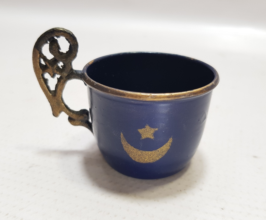 OSMANLI DÖNEMİ AY YILDIZLI EMAYE FİNCAN