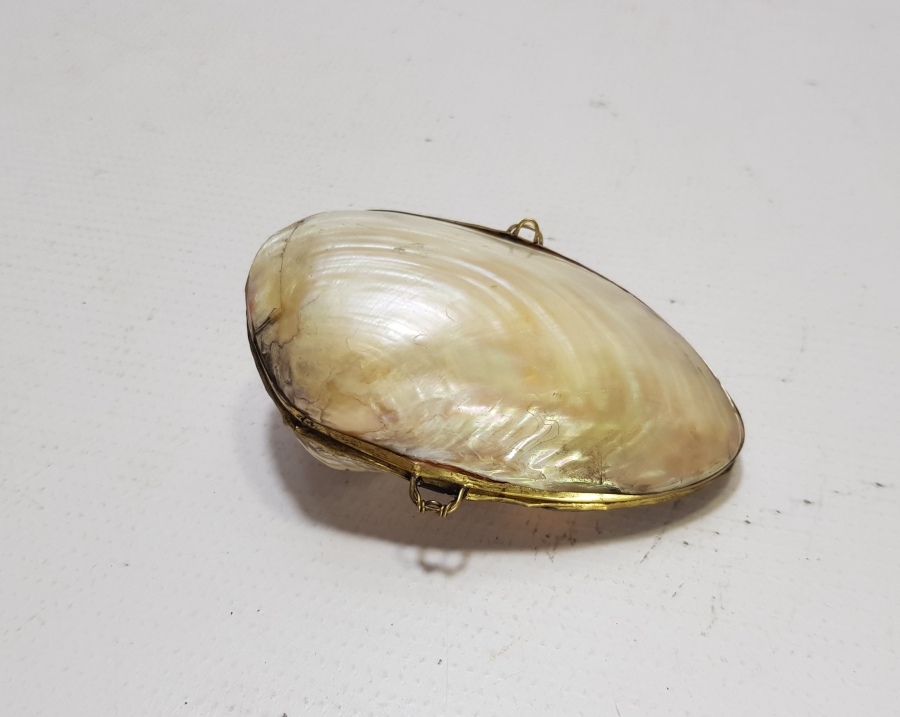 OSMANLI DÖNEMİ İSTANBUL RESİMLİ VE OSMANLICA YAZILI DENİZ KABUĞU MÜCEVHER KUTUSU