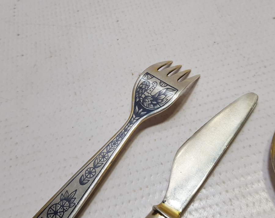 OSMANLI DÖNEMİ SAVATLI GÜMÜŞ ÇATAL - KAŞIK - BIÇAK SETİ