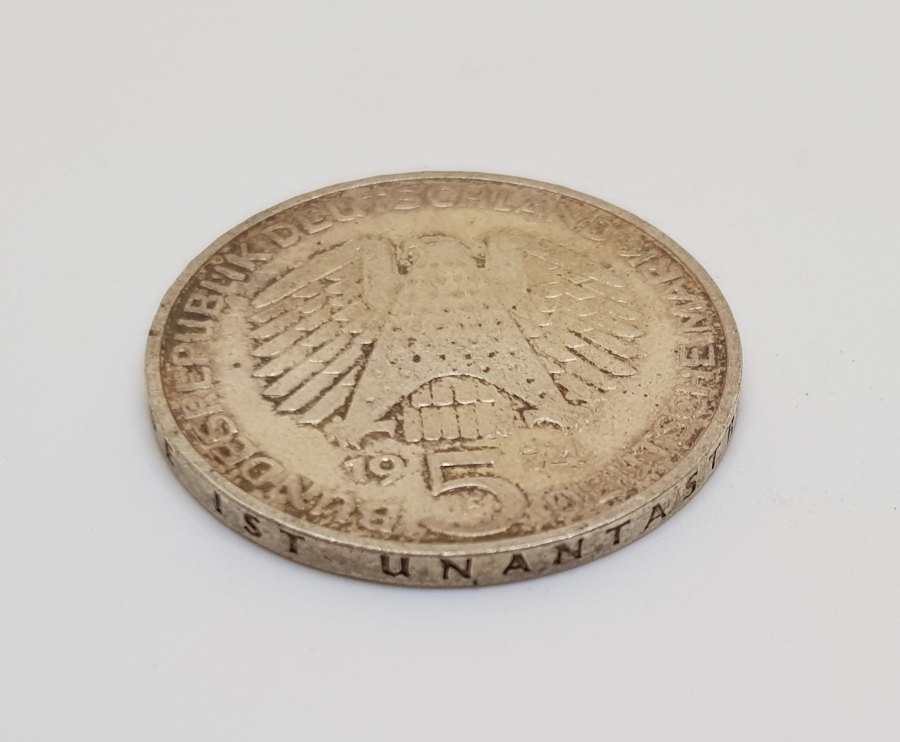 1974 ALMANYA GÜMÜŞ 5 MARK HATIRA PARA