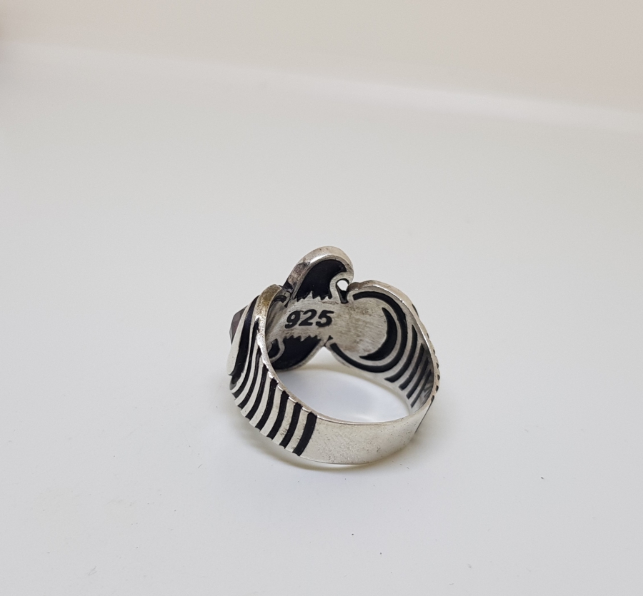 AY YILDIZ VE KARTAL FİGÜRLÜ GÜMÜŞ YÜZÜK