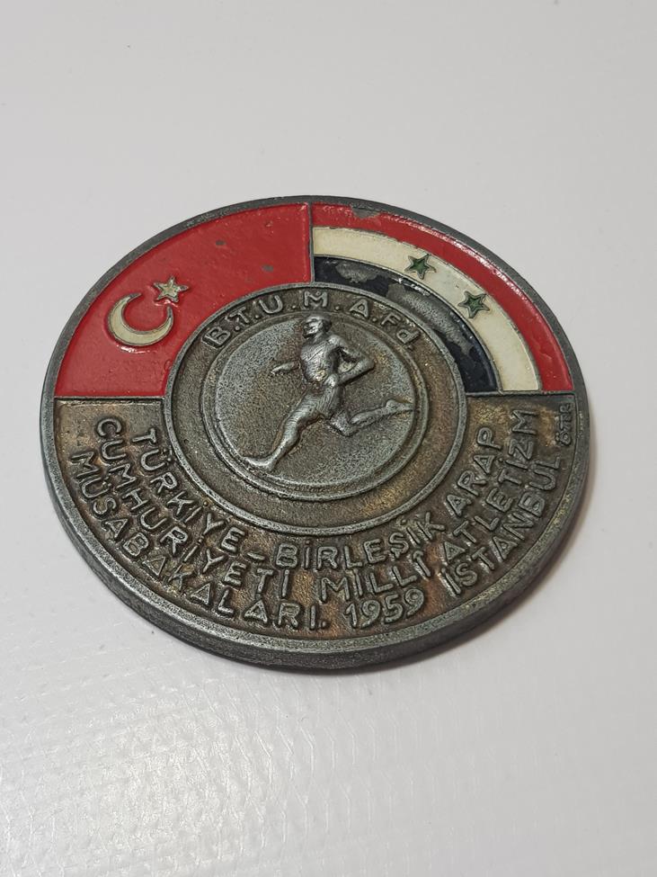İSTANBUL 1959 TÜRKİYE - BİRLEŞİK ARAP CUMHURİYETİ MİLLİ ATLETİZM MÜSABAKALARI MADALYASI
