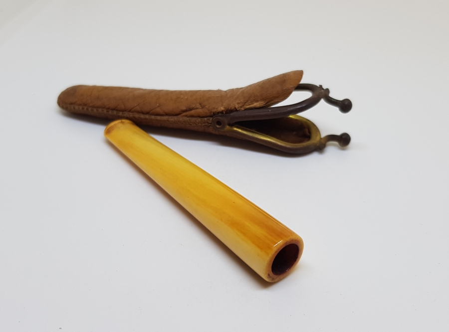 OSMANLI DÖNEMİ ORİJİNAL KILIFINDA FİLDİŞİ AĞIZLIK