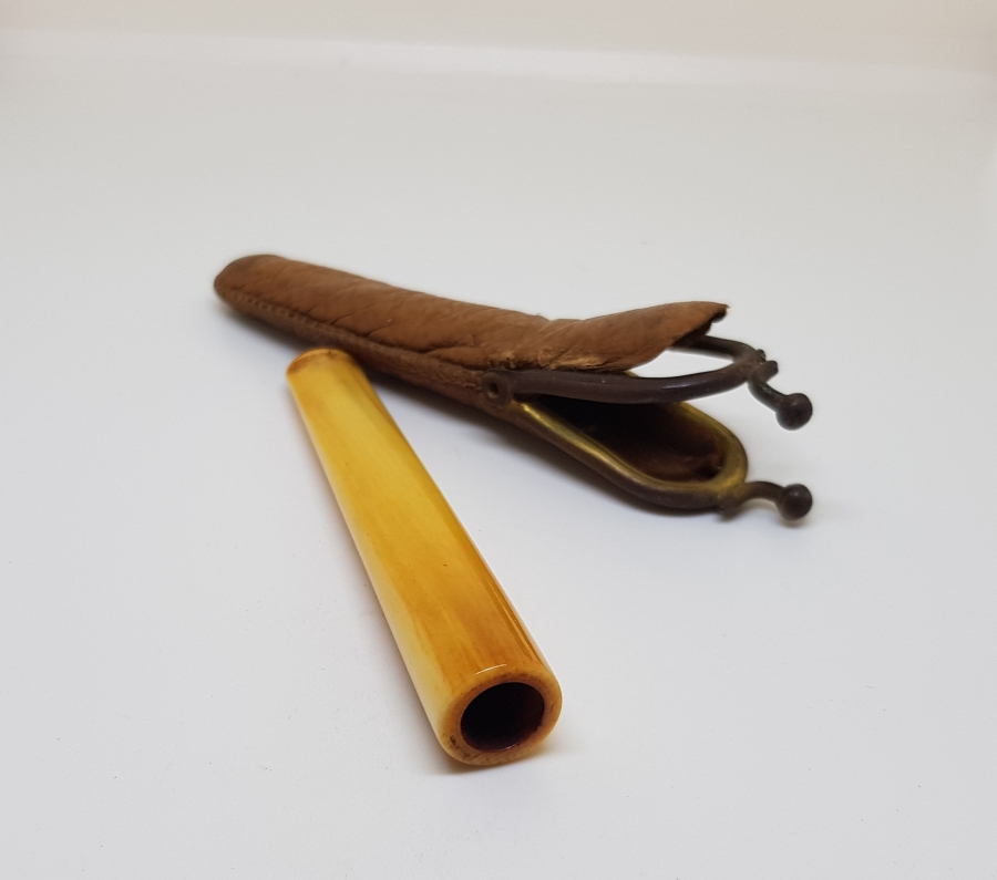 OSMANLI DÖNEMİ ORİJİNAL KILIFINDA FİLDİŞİ AĞIZLIK