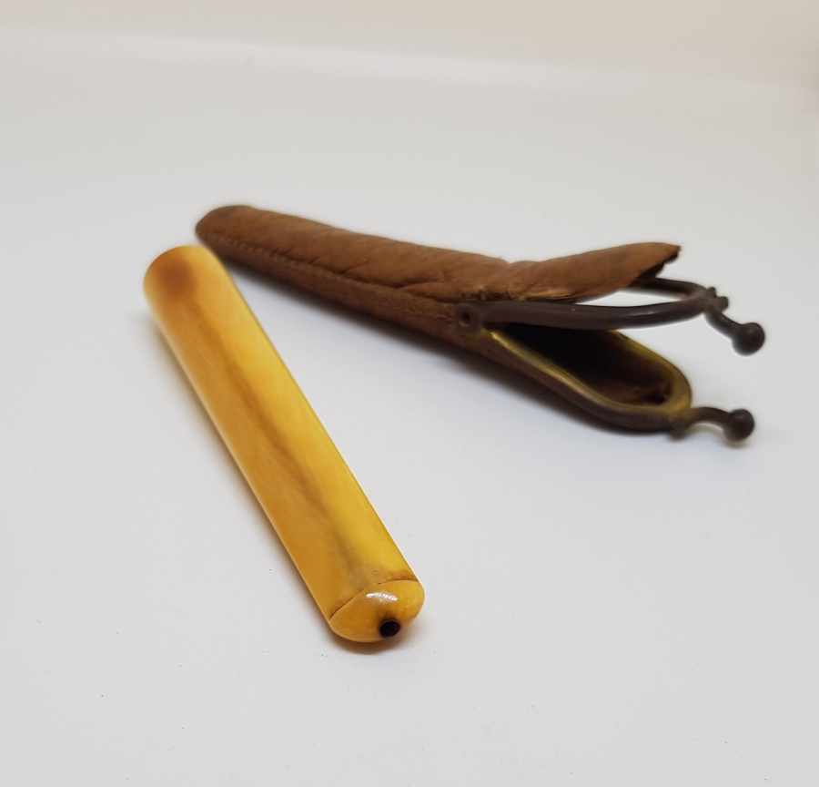 OSMANLI DÖNEMİ ORİJİNAL KILIFINDA FİLDİŞİ AĞIZLIK