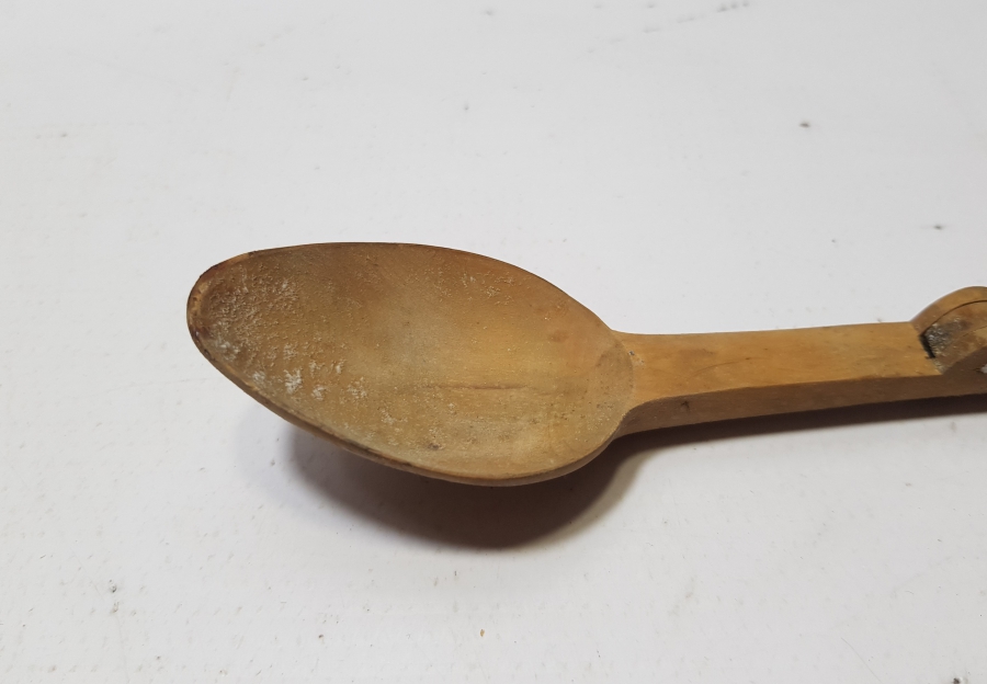 ANTİKA SÜRMENE İŞİ AHŞAP SEYAHAT ÇATAL KAŞIĞI