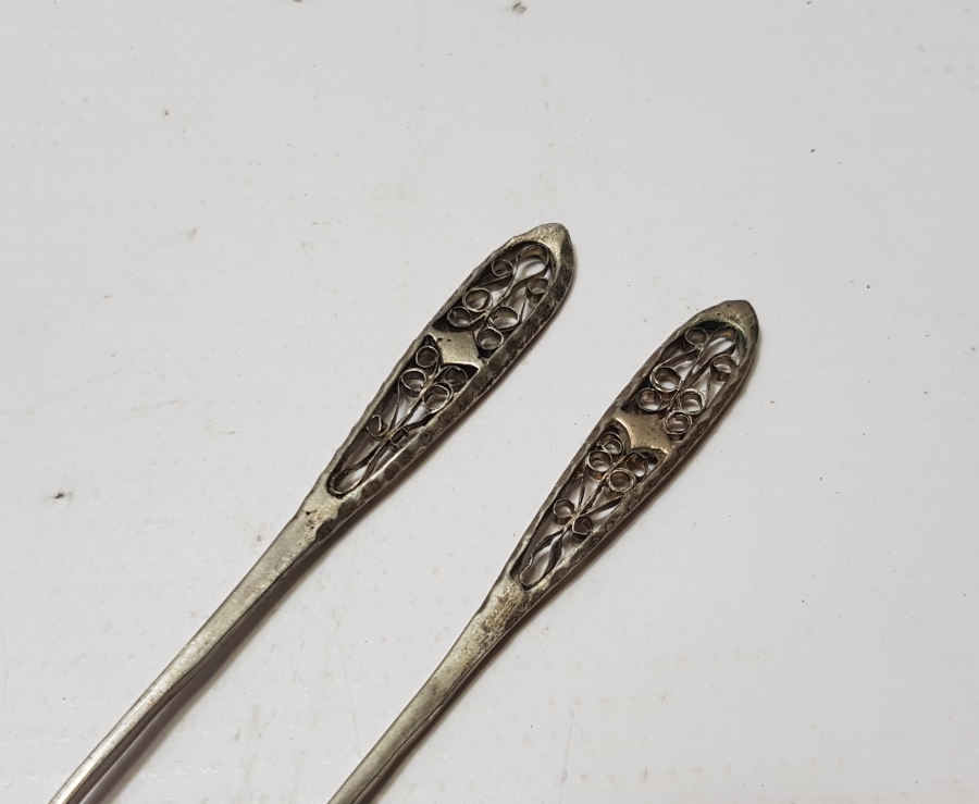 OSMANLI DÖNEMİ İZMİR İŞİ BİR ÇİFT GÜMÜŞ LİMON ÇATALI