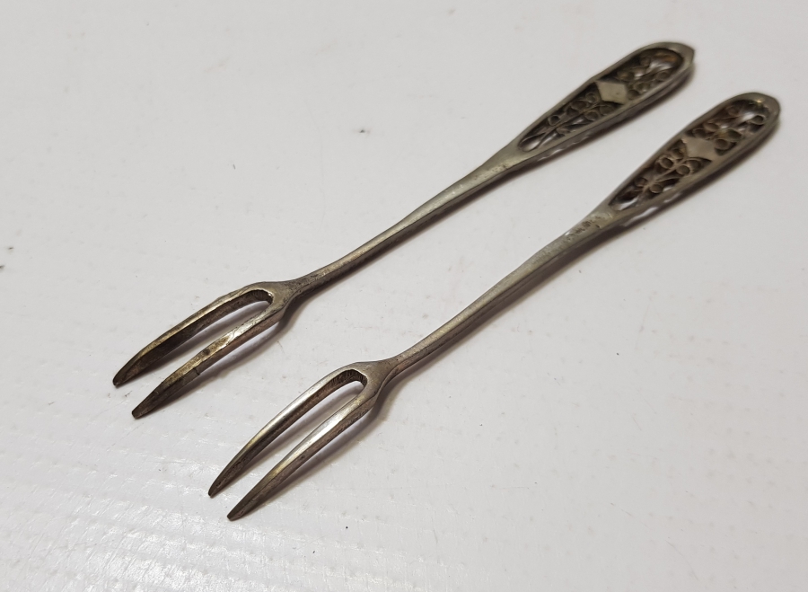 OSMANLI DÖNEMİ İZMİR İŞİ BİR ÇİFT GÜMÜŞ LİMON ÇATALI