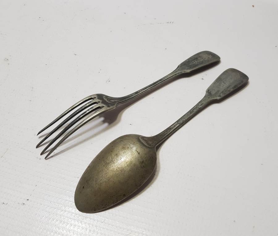 OSMANLICA SELANİK ASKERİ KULÜBÜ YAZILI ÇOK NADİR KAŞIK - ÇATAL