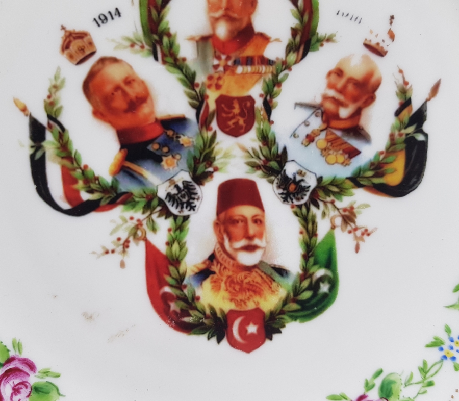 1. DÜNYA SAVAŞI İTTİFAK LİDERLERİ RESİMLİ PORSELEN DUVAR TABAĞI