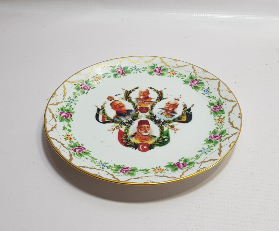 1. DÜNYA SAVAŞI İTTİFAK LİDERLERİ RESİMLİ PORSELEN DUVAR TABAĞI