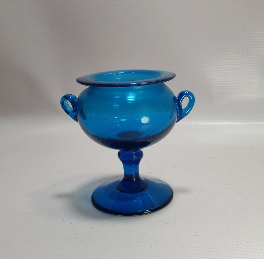 ANTİKA KOBALT KOPARMA CAM VAZO