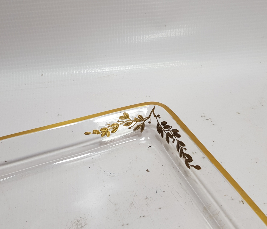 OSMANLI DÖNEMİ ALTIN YALDIZLI CAM TEPSİ