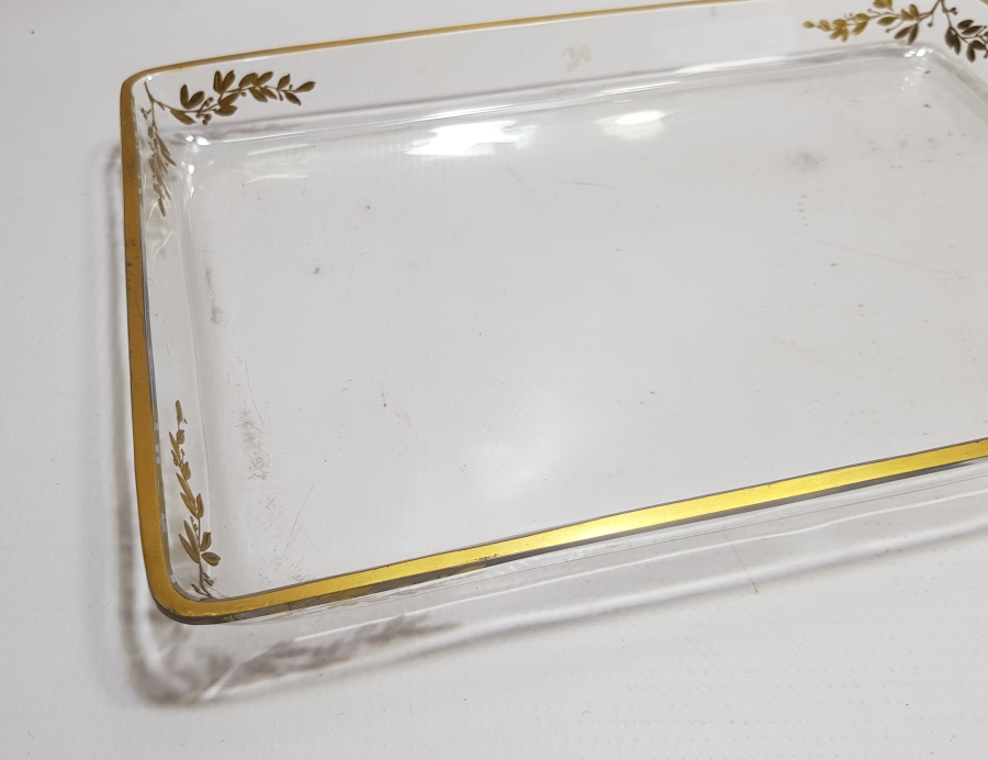 OSMANLI DÖNEMİ ALTIN YALDIZLI CAM TEPSİ