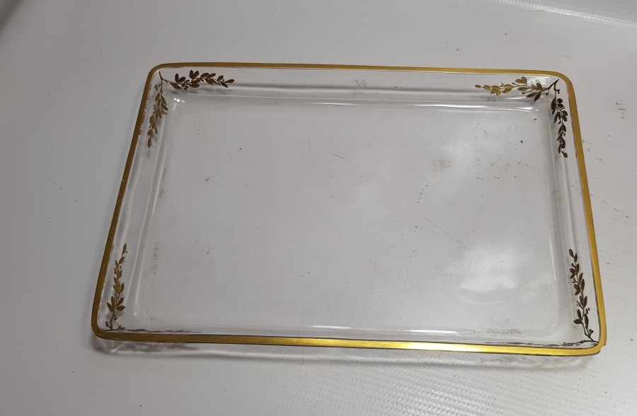 OSMANLI DÖNEMİ ALTIN YALDIZLI CAM TEPSİ