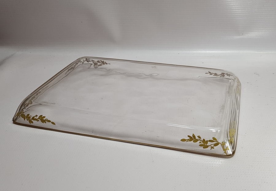 OSMANLI DÖNEMİ ALTIN YALDIZLI CAM TEPSİ