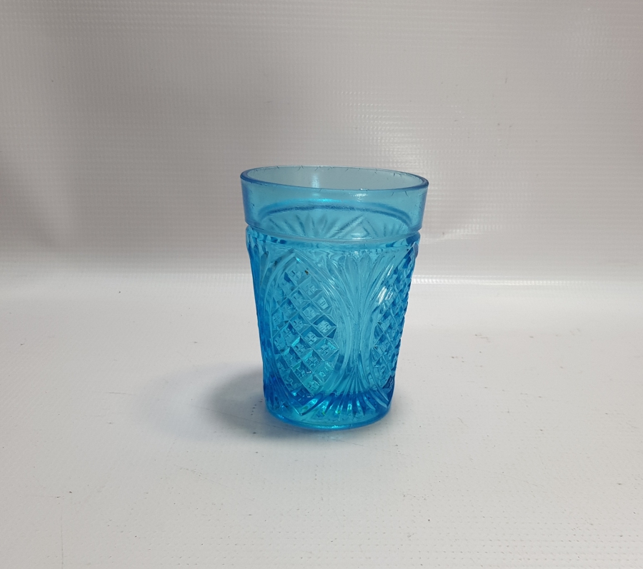 OSMANLI DÖNEMİ MAVİ RENKLİ KRİSTAL BARDAK