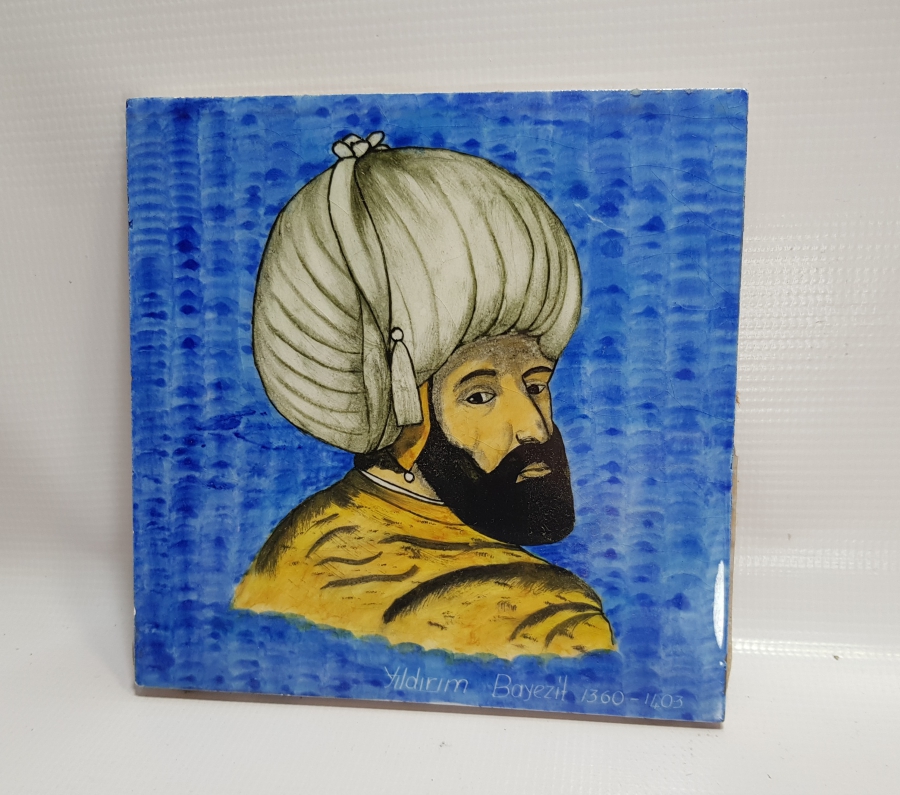 YILDIRIM BAYEZİD RESİMLİ EL BOYAMA KÜTAHYA ÇİNİ KARO