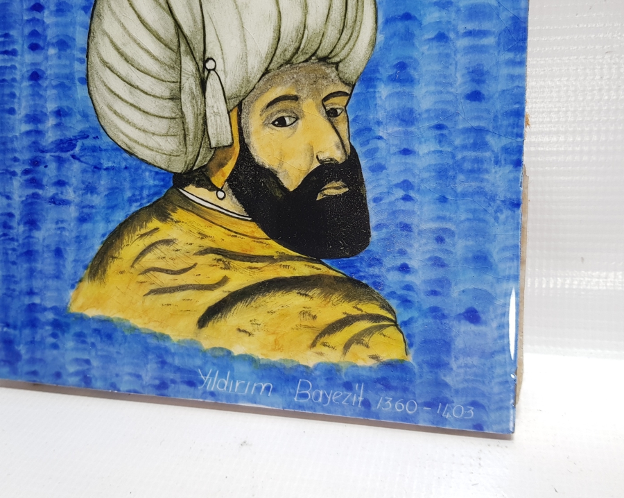 YILDIRIM BAYEZİD RESİMLİ EL BOYAMA KÜTAHYA ÇİNİ KARO