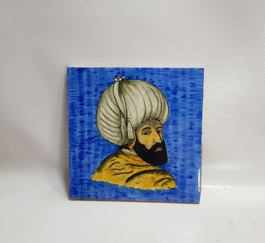 YILDIRIM BAYEZİD RESİMLİ EL BOYAMA KÜTAHYA ÇİNİ KARO