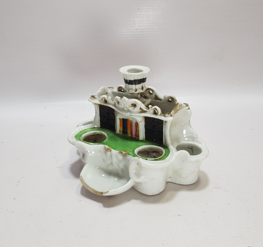 OSMANLI DÖNEMİ EL BOYAMA PORSELEN MASA ÜSTÜ HOKKASI