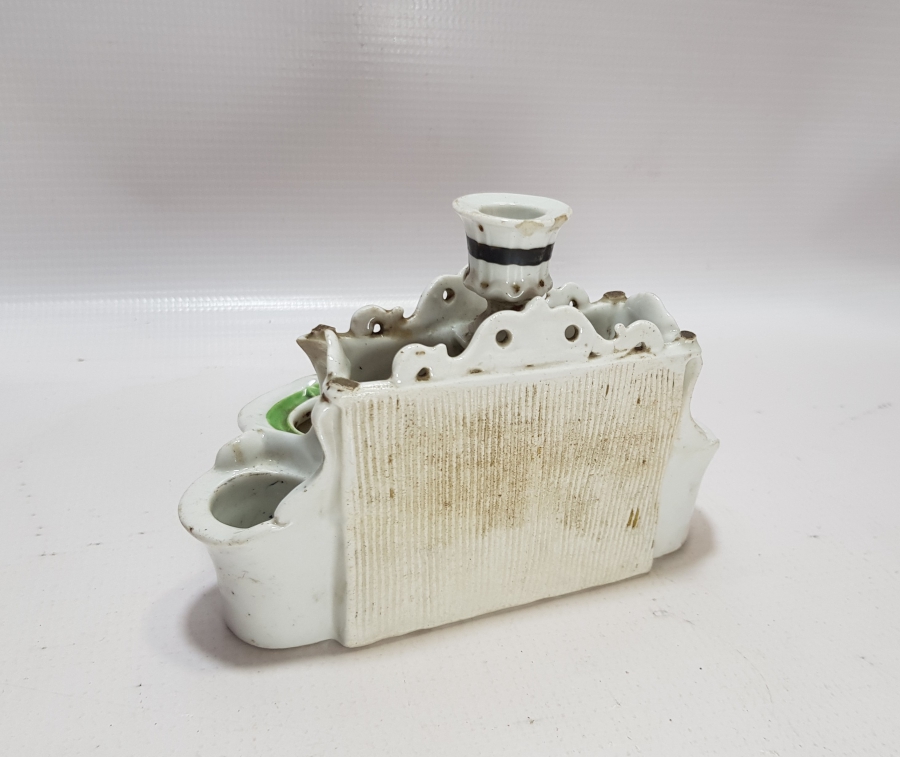 OSMANLI DÖNEMİ EL BOYAMA PORSELEN MASA ÜSTÜ HOKKASI